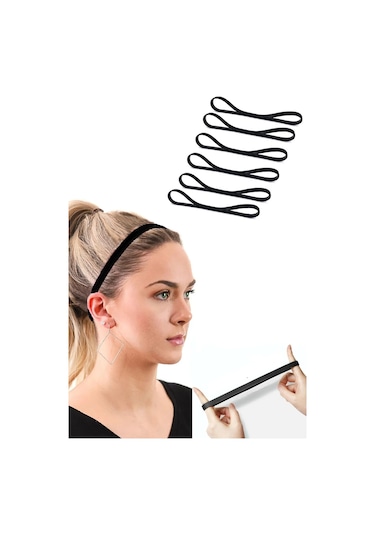 6 Ad Sporcu Saç Bandı Bant Erkek Saç Tokası Lastikli Toka Siyah