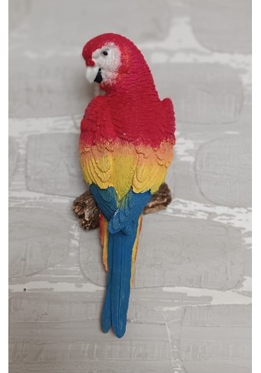 2 Adet Kırmızı El Boyaması Muhabbet Kuşu Duvar Balkon Bahçe Süsü