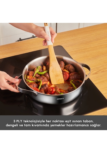 Karaca Power Steel 316+ 3ply Discovery İndüksiyon Tabanlı 8 Parça Çelik Tencere Seti Gümüş
