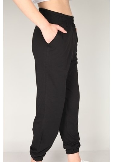 Kadın Siyah Yüksek Bel Jogger Eşofman Altın