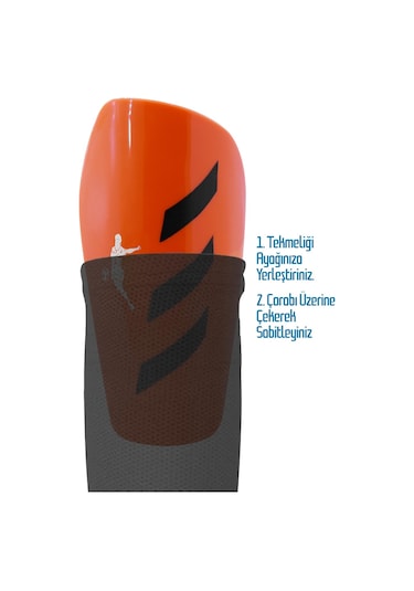 Pro Futbol Tekmeliği Çoraplı Çocuk Yetişkin Kaval Koruyucu Tekmelik Futbolcu Dizliği Turuncu