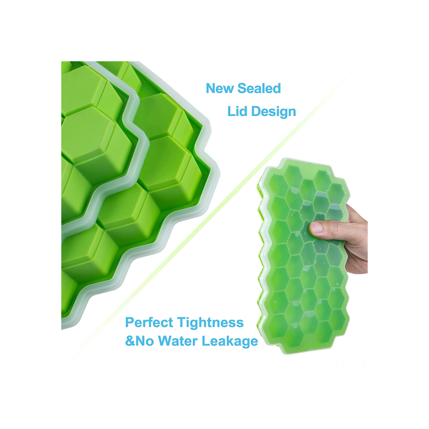 Youtek Yeşil Silikon Buz Dilimi Kalıbı, Gövde Desenli, Kapağı Var, Ev Ofis Mutfak Kullanıma Uygun, Opp/pc Paketli Çok Renkli