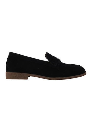 Hobby Süet Hakiki Deri Penny Loafer Kadın Babet Mb262150s Sıyah