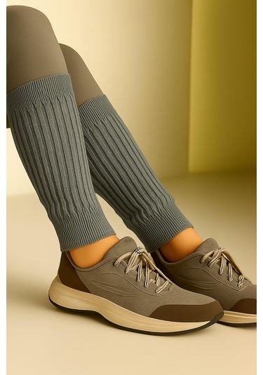 3 Çift Basic Kalın Pamuk Karışımlı Tozluk Kahverengi-gri