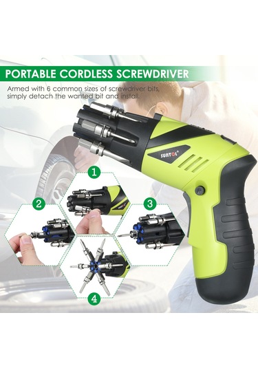 Springsun 3.6v Li-ion Şarjlı Tornavida, 6n.m Tork, Led Işık, Tabanca/düz Sap Değişimi, 10 Uç + Uzatıcı, Usb Şarj, Ev Kullanıma İdeal