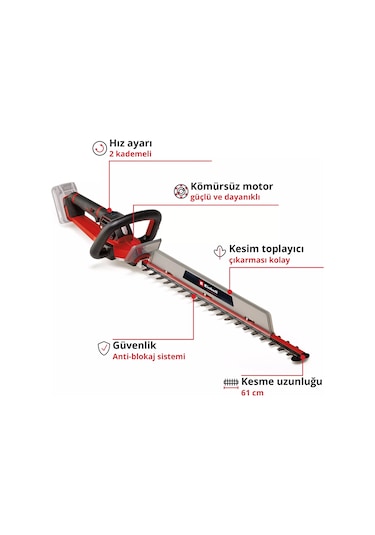 Einhell GP-CH 18/61 Li BL - Solo Akülü Çit Budama (Akü ve Şarj Hariç)- 3410935