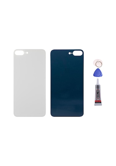 Apple Uyumlu iPhone 8 Plus Beyaz Arka Kapak Batarya Kapağı Pil Kapağı Yapışkan Ve Sökme Aparatıyla Beraber Full Set Beyaz