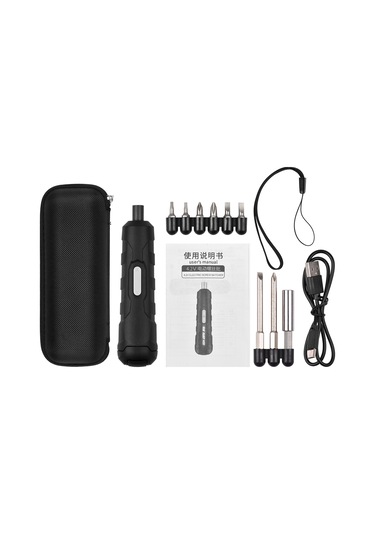 Mufunye 8 Uçlu Mini Şarjlı Tornavida Seti, Tip-c Usb Şarj, İleri/geri Dönüş, Fermuarlı Taşıma Çantası