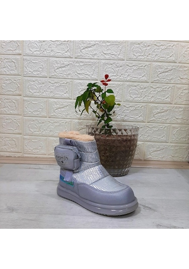 Twingo 9080 Gümüş Renk İçi Kürklü Fermuarlı 15cm Kız Çocuk Bot Gümüş