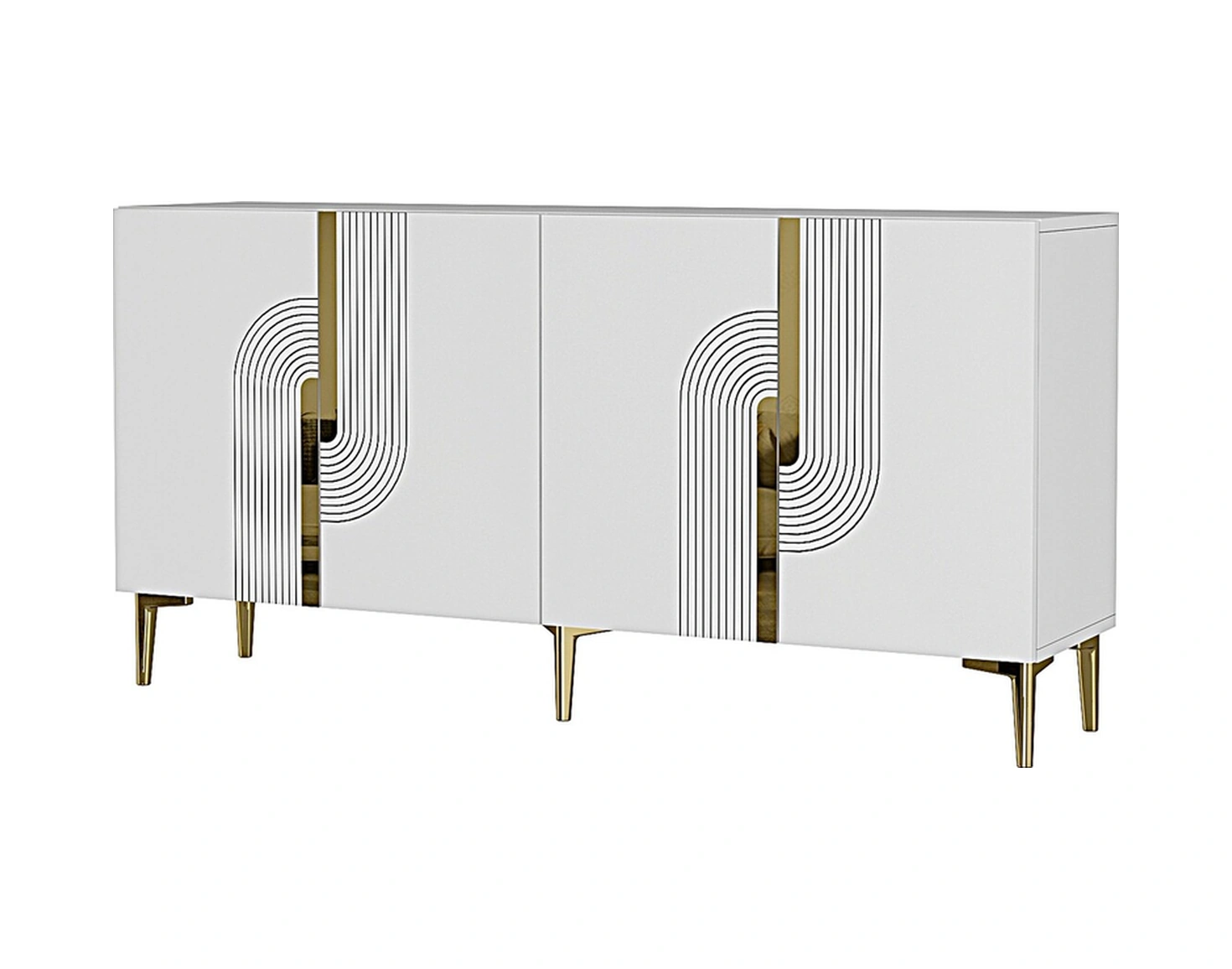 Ka1516bg Meyra150 Konsol, Kahve Köşesi, Tv Sehpası Beyaz-gold 150cm Beyaz