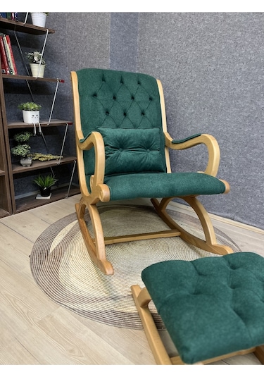 Asedia Rustik Naturel Natura Yeşil Sallanan Sandalye Dinlenme Koltuğu