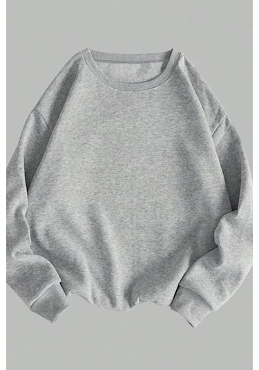 Unisex 3'lü Lacivert Gri Siyah Bisiklet Yaka Oversize Sweatshirt Siyah Gri Laci