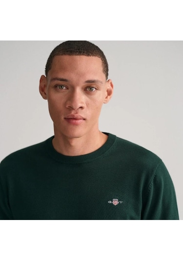Gant Erkek Yeşil Regular Fit Bisiklet Yaka Kazak - Dokuma Yeşil