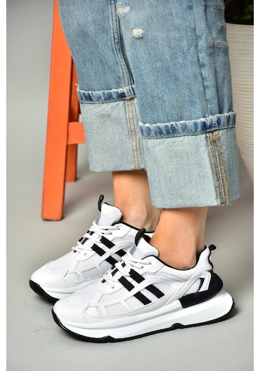 Fox Shoes S973017604 Siyah/beyaz Kumaş Spor Ayakkabı Sneakers Siyah - Beyaz