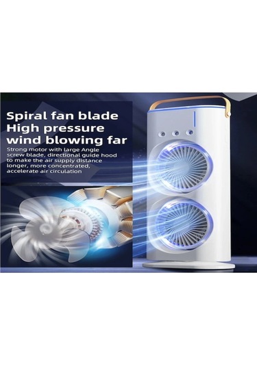 Yaozixa Usb Şarjlı Çift Lüftü Buhar Saçan Soğutucu Fan - Ev, Kamp, Yolculuk İçin Taşınabilir Nemlendirici Soğuk Hava Makinası