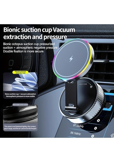 Willowhaven Siyah K3 Kablosuz Sarjli Gelistirilmis Vakumlu Manyetik Arac Telefon Tutucu Super Guclu Emisli Evrensel