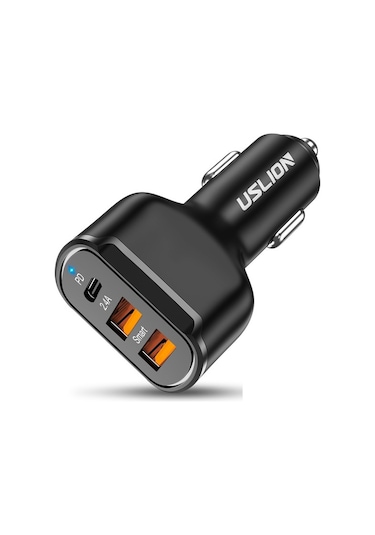 Uslion 30 W 2 USB + Type-C Girişli Qc3.0 Hızlı Araç Çakmaklık Şarjı