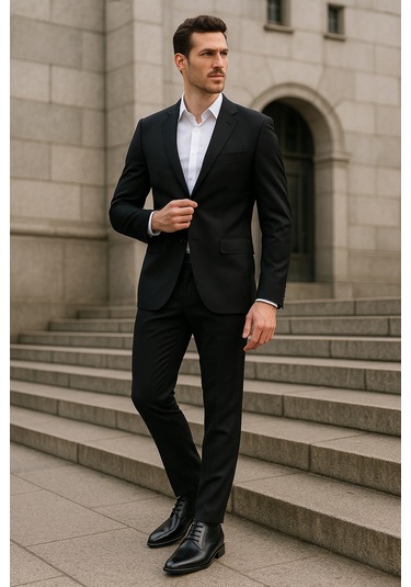 Alfa Erkek Hakiki Deri El Yapımı Siyah Klasik 7 Cm Boy Uzatan Ayakkabı Siyah