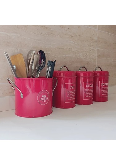 Userfriendly11 Kırmızı Kareli Bıçak Çatal Kovası Paslanmaz Çelik Mutfak Aracı Tutucu Dayanıklı Tezgah Saklama Kırmızı Kareli Bıçak Ve Çatal Kovası