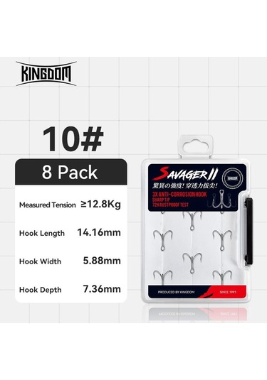 Krallık 3x Karbon Çelik Güçlü Tiz Kanca Olta Takımı Kanca Yüksek Mukavemetli Tuzlu Su Korozyon Önleyici Balıkçılık Kanca 10
