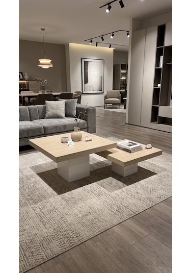Most Marmoris %100 Mdf Meşe Aytaşı Orta Sehpa Set Evinize Teslim