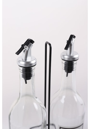 Jenisa Standlı Etiketli Akıtmaz Yağdanlık Yağlık 2 Adet 750 ML Siyah - Şeffaf