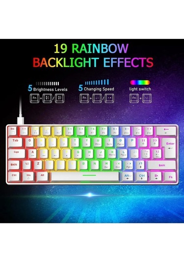 %60 Rgb Türkçe Q Beyaz App Uygulamalı Red Switch Kablolu Gaming Klavye Oyuncu Klavyesi