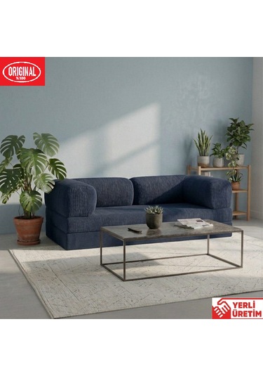 Pleasant K180x90 Sünger Kanepe Modüler Kadife Kumaşlı Koltuk Lacivert