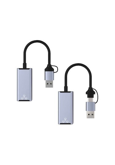 Type-C 3.1 / Usb 3.0 to RJ45 Gigabit Ethernet İnternet Çevirici Adaptör - 1000Mbps - Apple Uyumlu MacBook