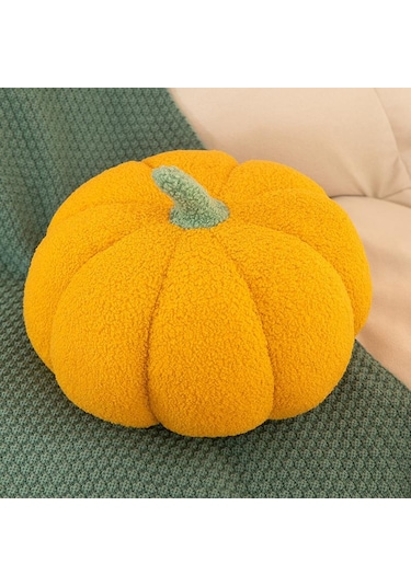 Sarı Sevimli Cadılar Bayramı Balkabağı Peluş Atmak Yastık Yumuşak Kadife Yastık Yastık Dekor 30cm