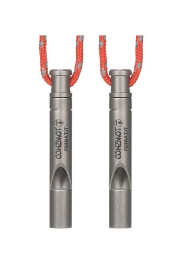 Pazly Tomshoo 2'li Ultra Hafif Titanyum Acil Düdük Kordonlu Kamp Yürüyüş Hayatta Kalma Çok Renkli Çok Renkli