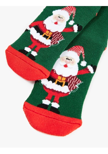 Koton Pamuklu Noel Baba Baskılı Yılbaşı Çorap Yeşil 6wkb80007aa Yeşil