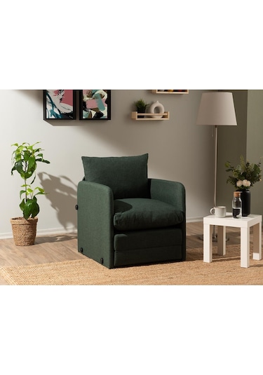 Pafu Saga Tekli Katlanır Yataklı Koltuk Keten Haki