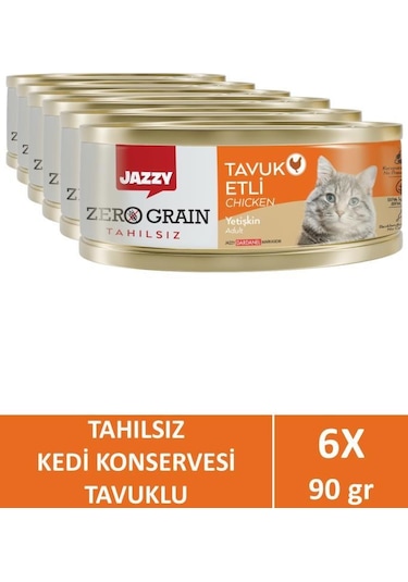 Jazzy Zero Grain Yetişkin Kedi Tavuklu 90 Gr X 6 Adet