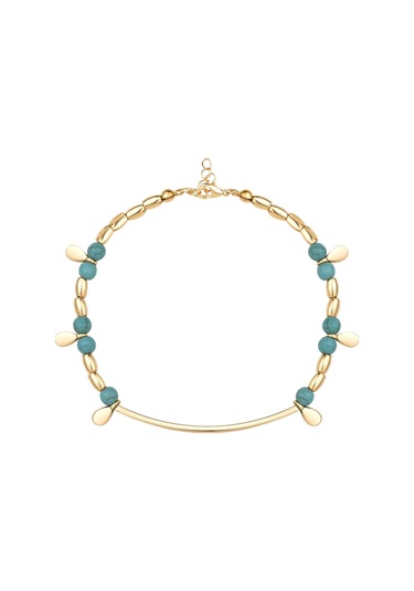 Turkuaz Taş Detaylı Gold Halhal-427 Turkuaz