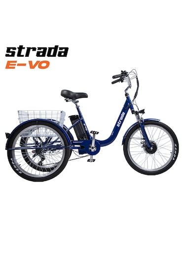 Stradacycles E-VO Mekanikdisk 24 Jant Üç Tekerlekli Elektrikli Bisiklet Mavi