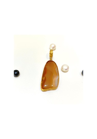 Akik Taşlı Antik Kolye 14 Ayar Altın Hd Videolu - 14 Ayar