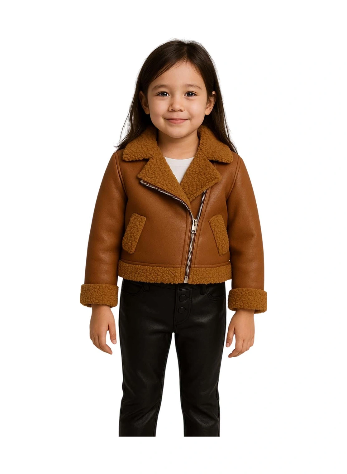 Riccotarz Kız Çocuk Kolları Ve Yakası Peluş Detaylı Kahverengi Ceket Dik Yaka Kazak Deri Alt Üst Takım Kahverengi Riccotarz Kız Çocuk Kolları Ve Yakası Peluş Detaylı Kahverengi Ceket Dik Yaka Kazak Deri Alt Üst Takım Kahverengi