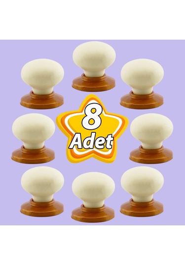 8 Adet Kamelya Kulp Krem Polimer Düğme Kulp Bakır Tablalı Mobilya Mutfak Dolabı Çekmece Kulbu Kulpları