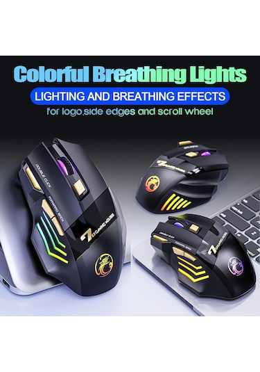 İmce Gwx7 Kablosuz Şarjlı Rgb Gaming Mouse Sessiz Tık Oyun Faresi 3200dpı 7 Tuş -