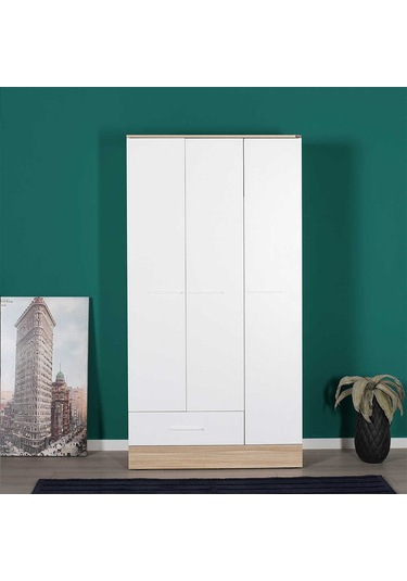 adoremobilya Base Genç Odası 3 Kapılı Tek Çekmeceli Gardırop-Italyan Meşe / Be