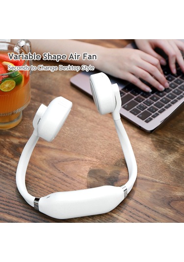 Vkemall Taşınabilir Kolsuz Boyun Fanı, 360 Derece Dönen, 180 Derece Ayarlanabilir Hava Ç