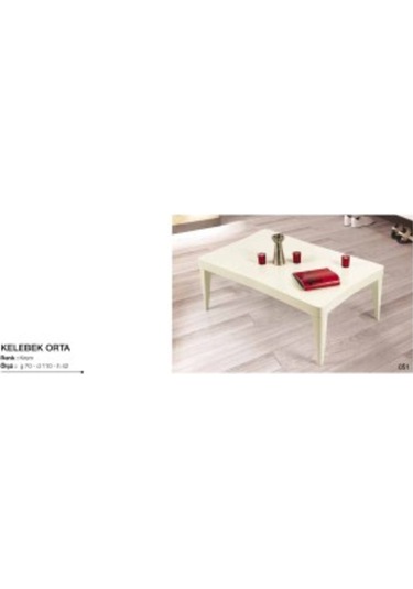 Orta Osm Kelebek Model Parlak Krem Kayın Ince Torna Ayak Itina Pa