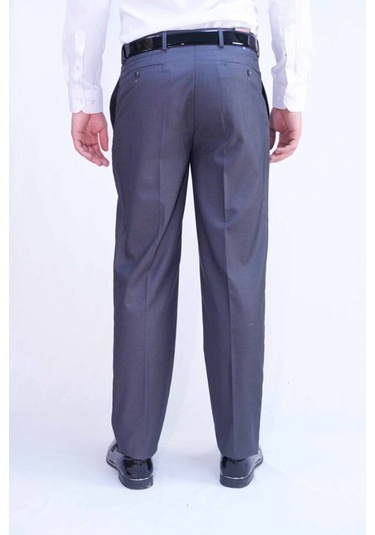 Erkek Gri Klasik Kesim Battal Polıvıskon Kumaş Pantolon Gri