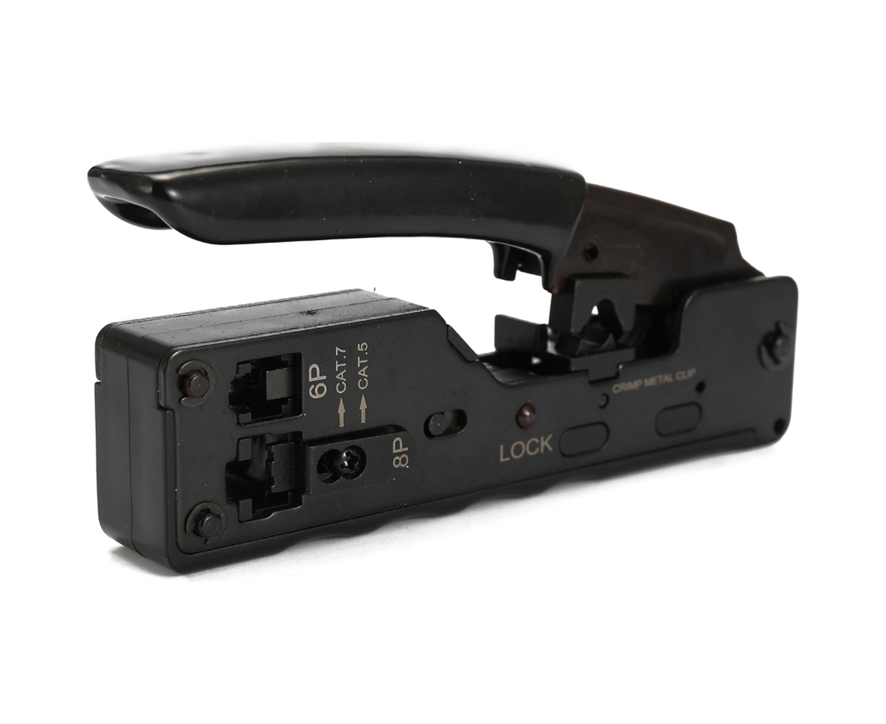 Neevoyu Yüksek Karbon Çelik Multifonksiyon Rj45/rj11/rj12 Ağ Kablosu Presi - Cat7/cat6a/cat6/cat5 Uyumlu, Kaymazsız Kollü, Güvenlik Kilitli Siyah