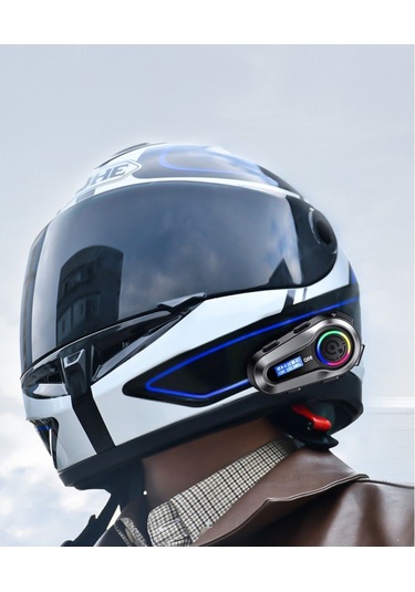 Motorsiklet Kask Interkom Kulaklık Rgb Işık Lcd Ekranlı Fm Radyo Bluetooth 5.3 Çift Telefon Bağlantı