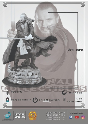 Star Wars Qui-gon Jinn Işıklı Light Saber -466