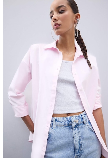 DeFacto Oversize Geniş Kalıp Basic Düz Oxford Uzun Kollu Gömlek C4597AX25SPPN633