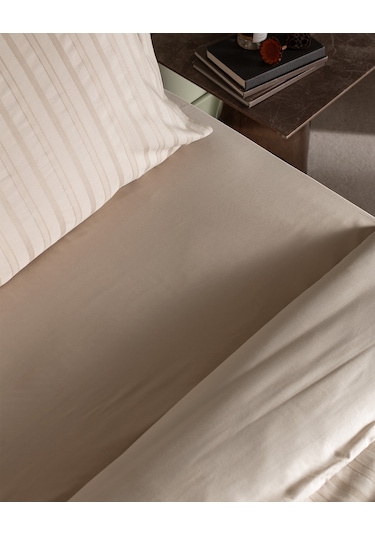 Madame Coco Nicole King Size %100 Pamuk Armürlü Nevresim Takımı - Bej Ekru