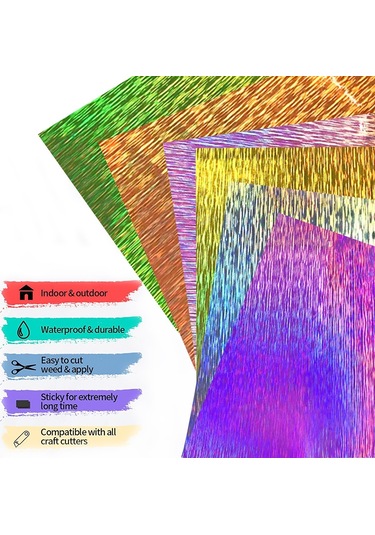 Sones 30,5 X 50 Cm Illusion Lazer Fırçalanmış Parıltılı Kendinden Yapışkanlı Vinil Gravür Etiketi Yeşil